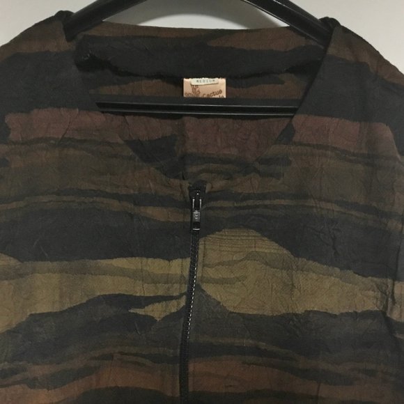 Retro Short Blazer/Shrug Camouflage Like Print Sz M - Picture 5 of 9